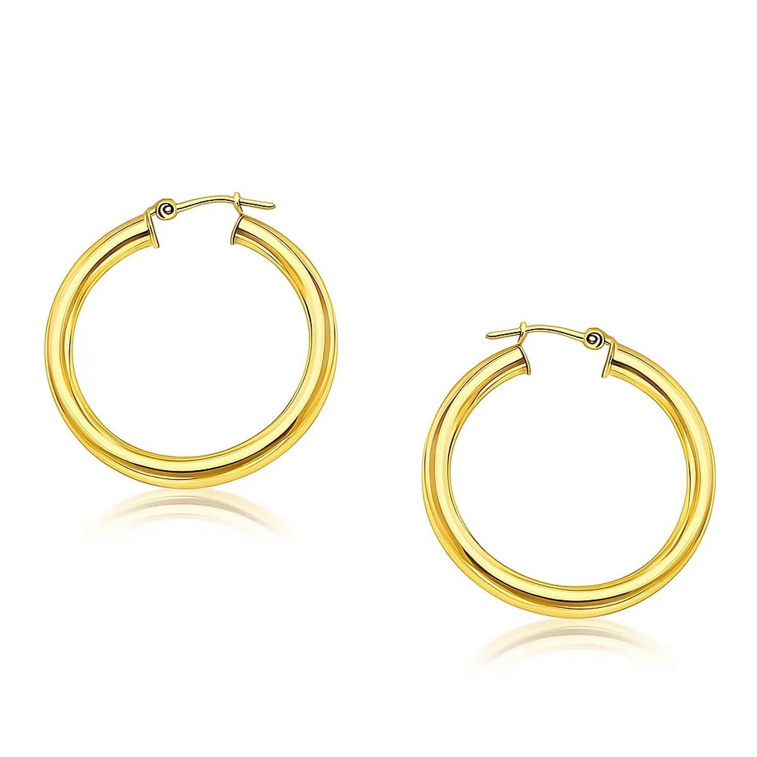 Boucles d'oreilles créoles polies en or jaune 14 carats (4 x 30 mm)