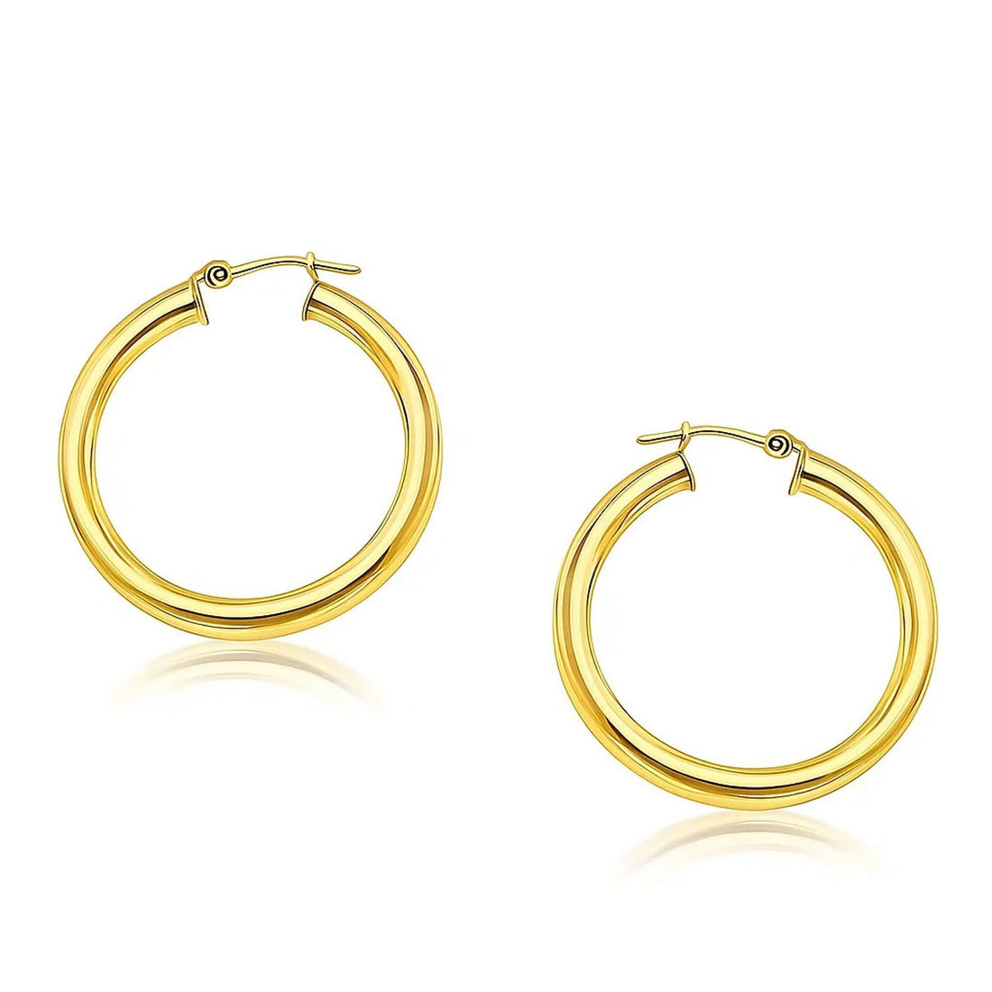 Boucles d'oreilles créoles polies en or jaune 14 carats (4 x 30 mm)