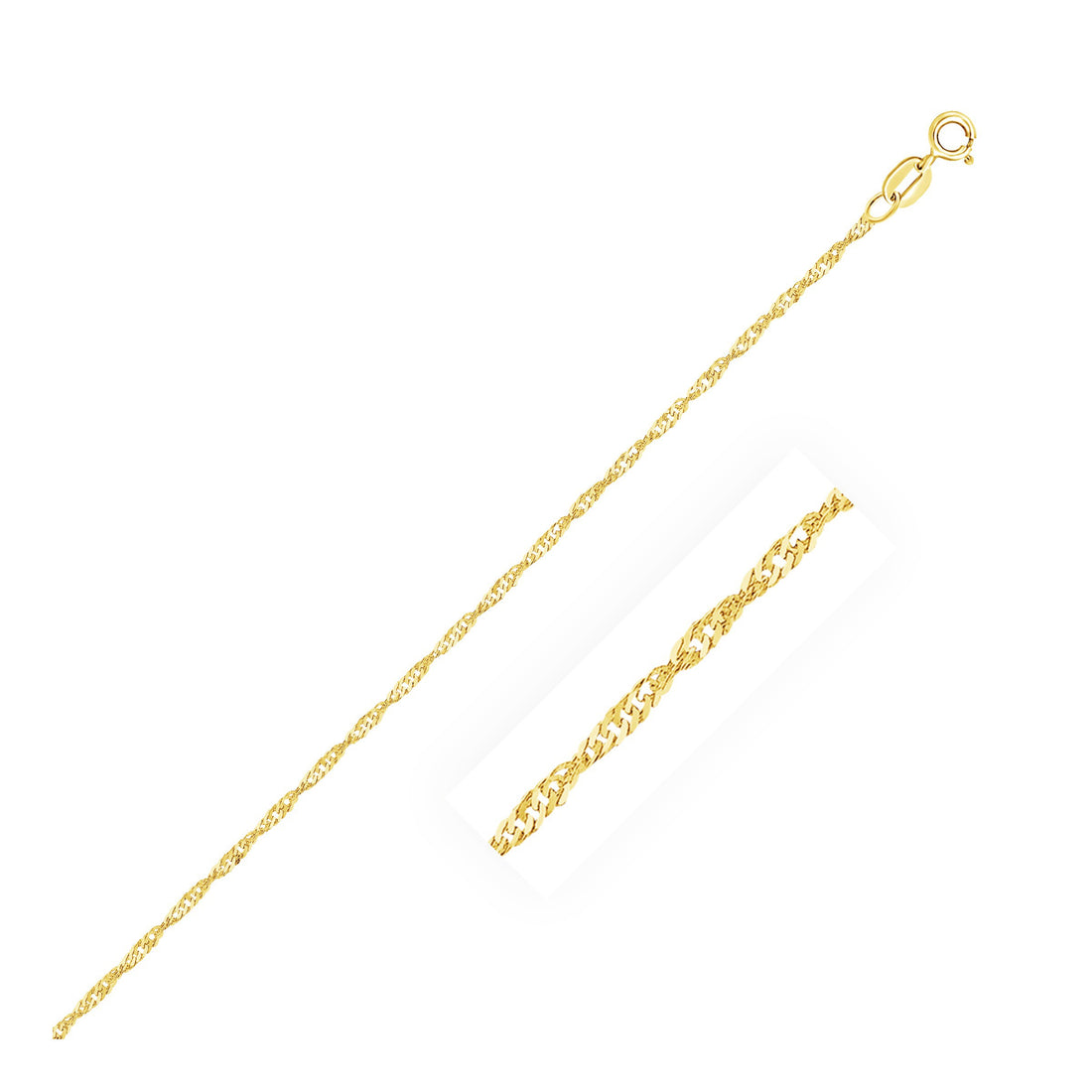 Bracelet de cheville Singapour en or jaune 14 carats, 1,5 mm