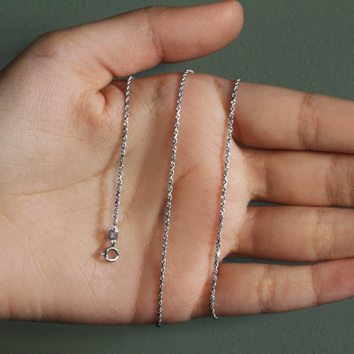 10k White Gold Solid Diamond Cut Rope Chain (1.40 mm)