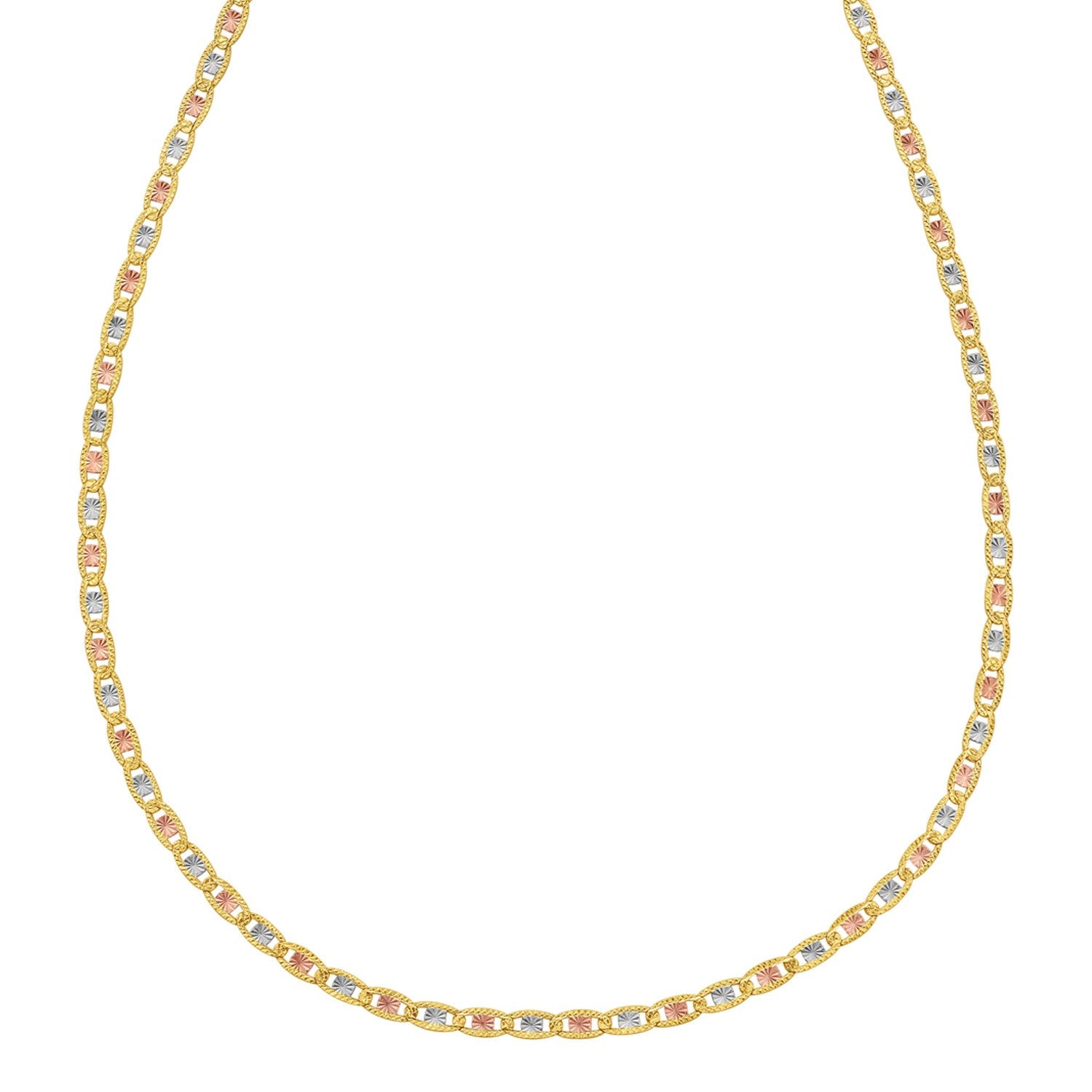 14K driekleurige gouden Valentino-ketting (2,50 mm)
