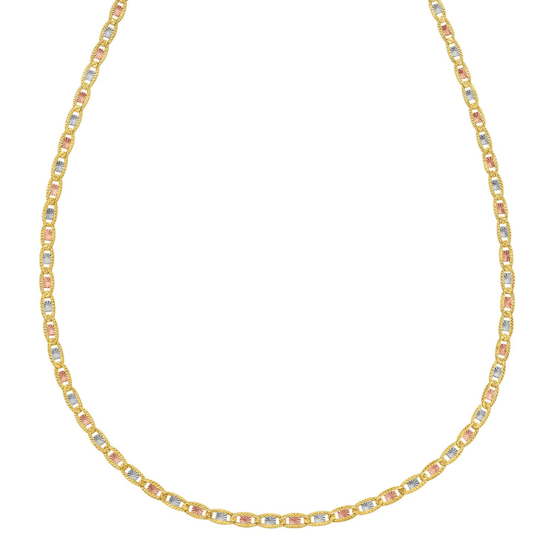14K driekleurige gouden Valentino-ketting (2,50 mm)