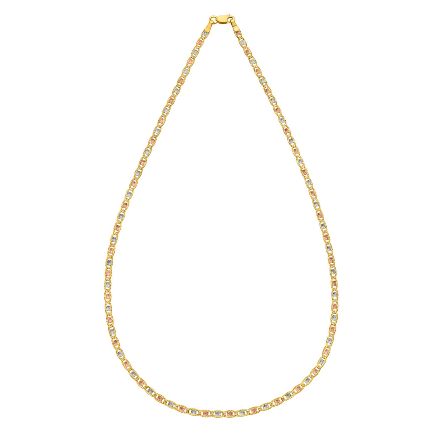 14K driekleurige gouden Valentino-ketting (2,50 mm)