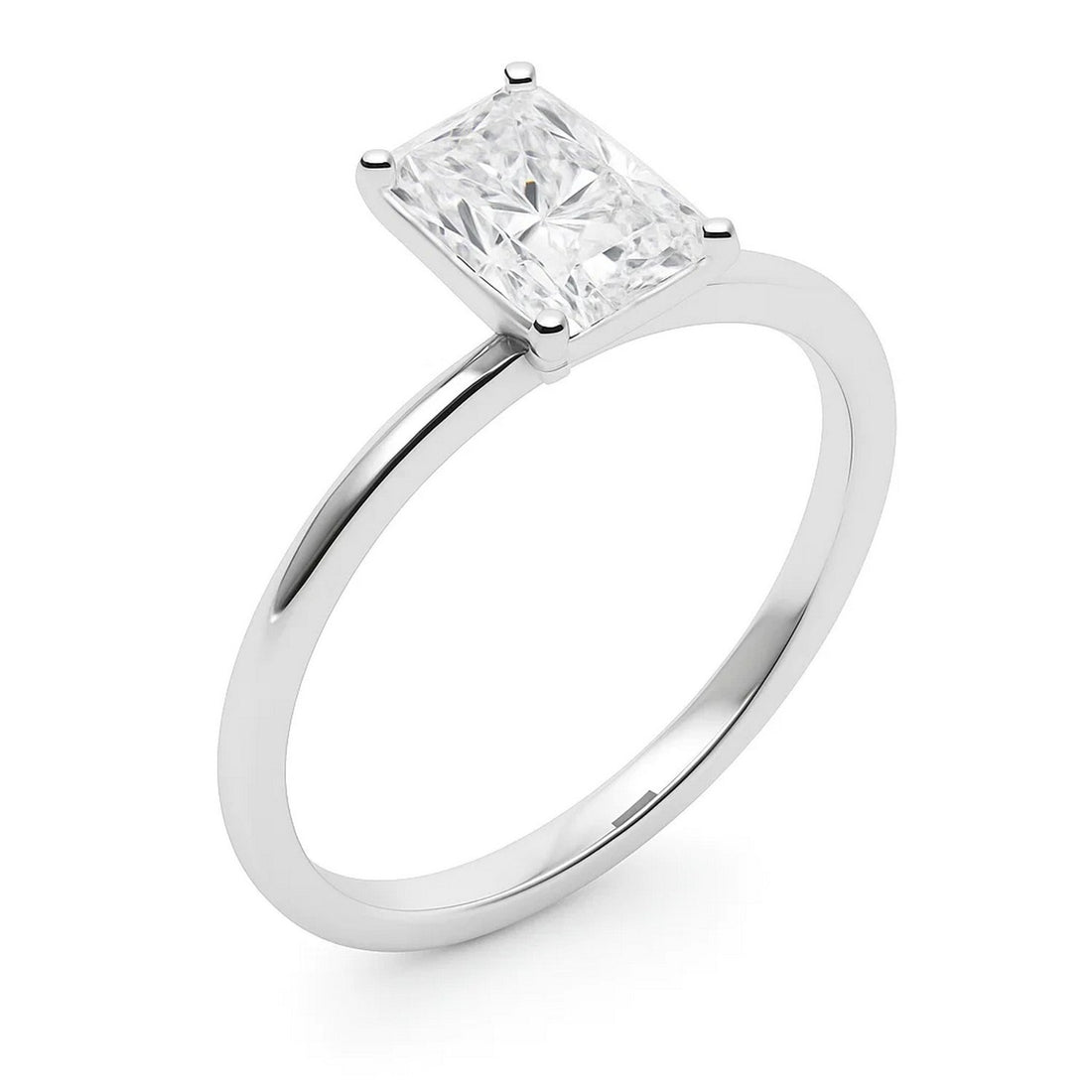 5 Carat Radiant Lab Grown IGI G/VS1 Diamond Solitaire Ring in 14K White Gold