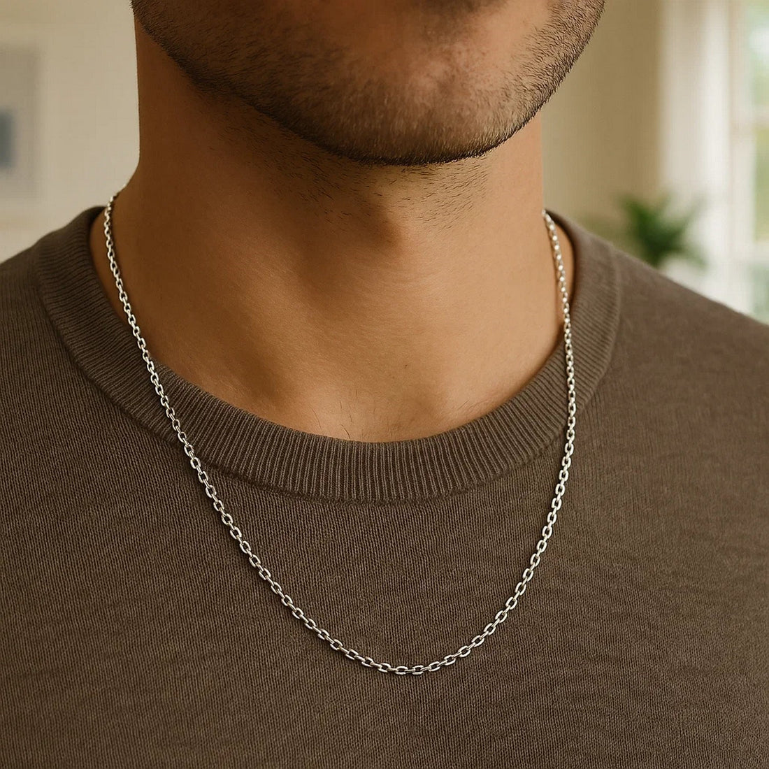 14k witgouden kabelschakelketting met diamantslijpsel (1,9 mm)