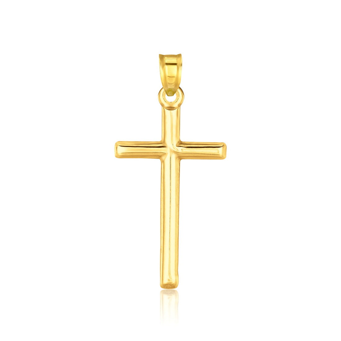 Pendentif croix en or jaune 14 carats poli miroir