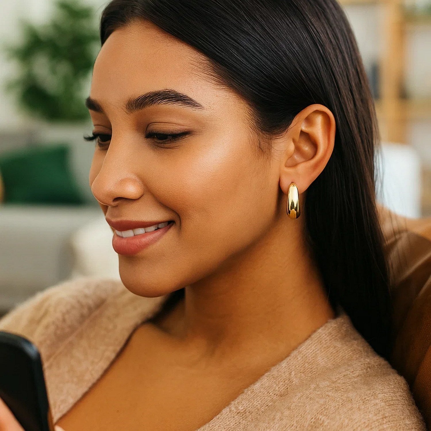 14k geelgouden grote taps toelopende oorringen (20x20 mm)