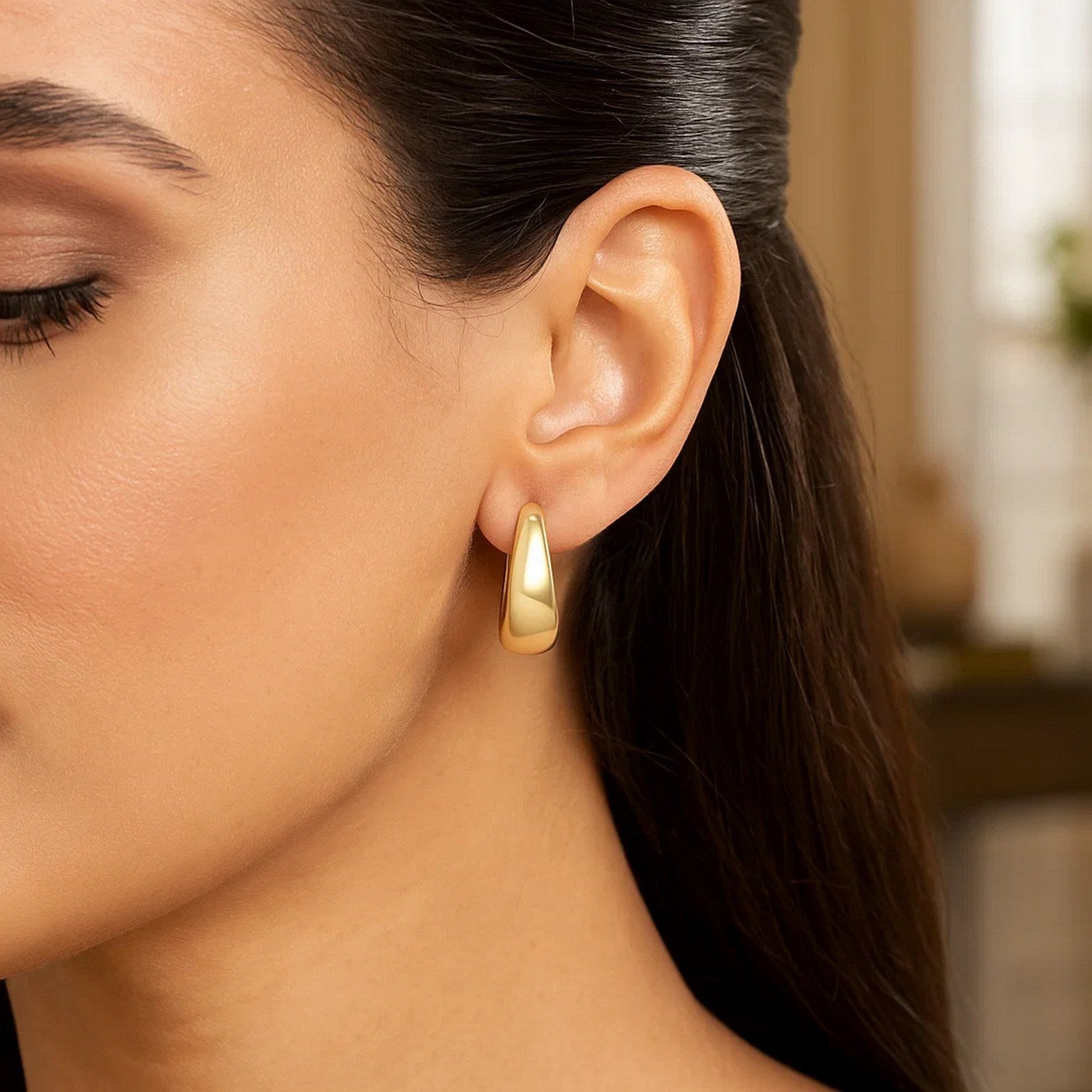 14k geelgouden grote taps toelopende oorringen (20x20 mm)