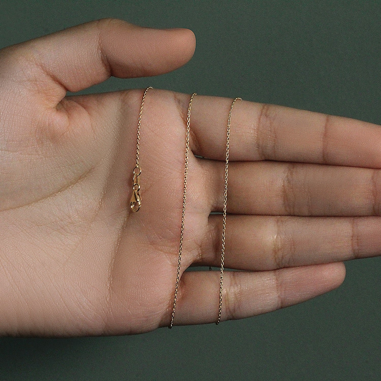 14k Yellow Gold Oval Cable Link Chain (0.97 mm)