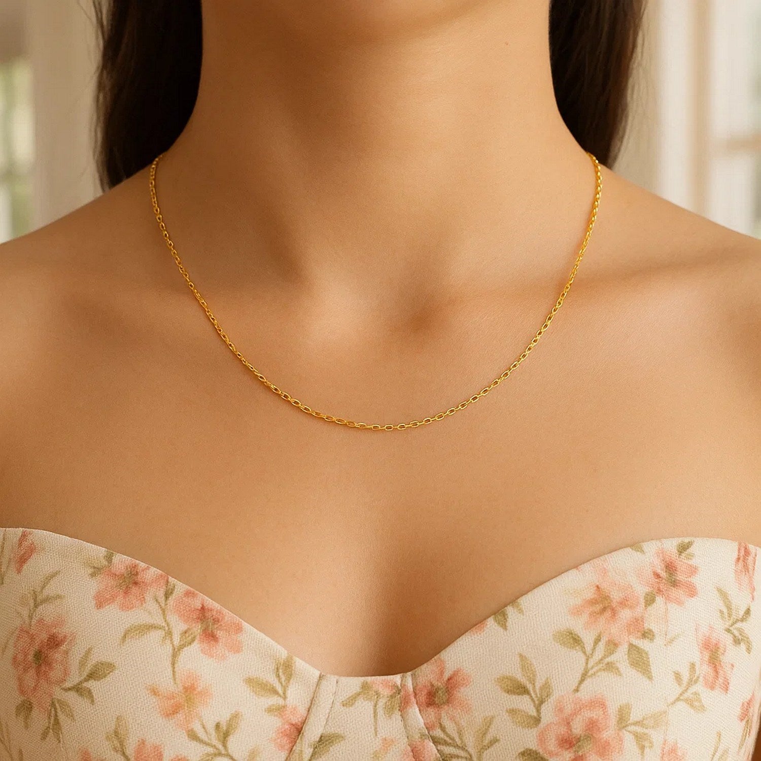 14k Yellow Gold Oval Cable Link Chain (0.97 mm)