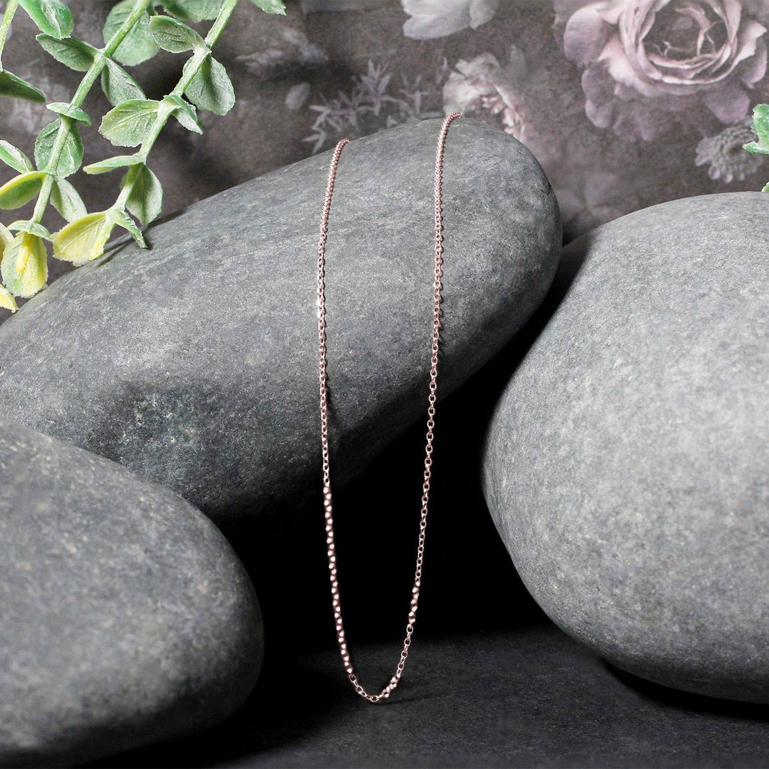 14k roze gouden kabelschakelketting met diamantslijpsel (0,87 mm)