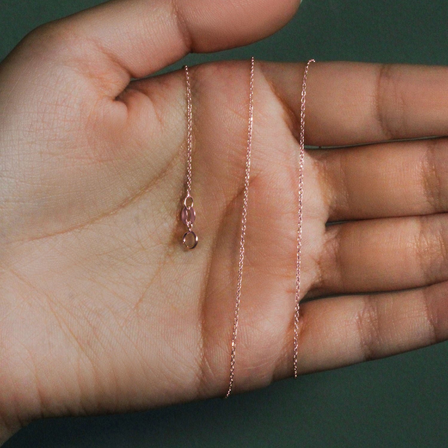 14k roze gouden kabelschakelketting met diamantslijpsel (0,87 mm)