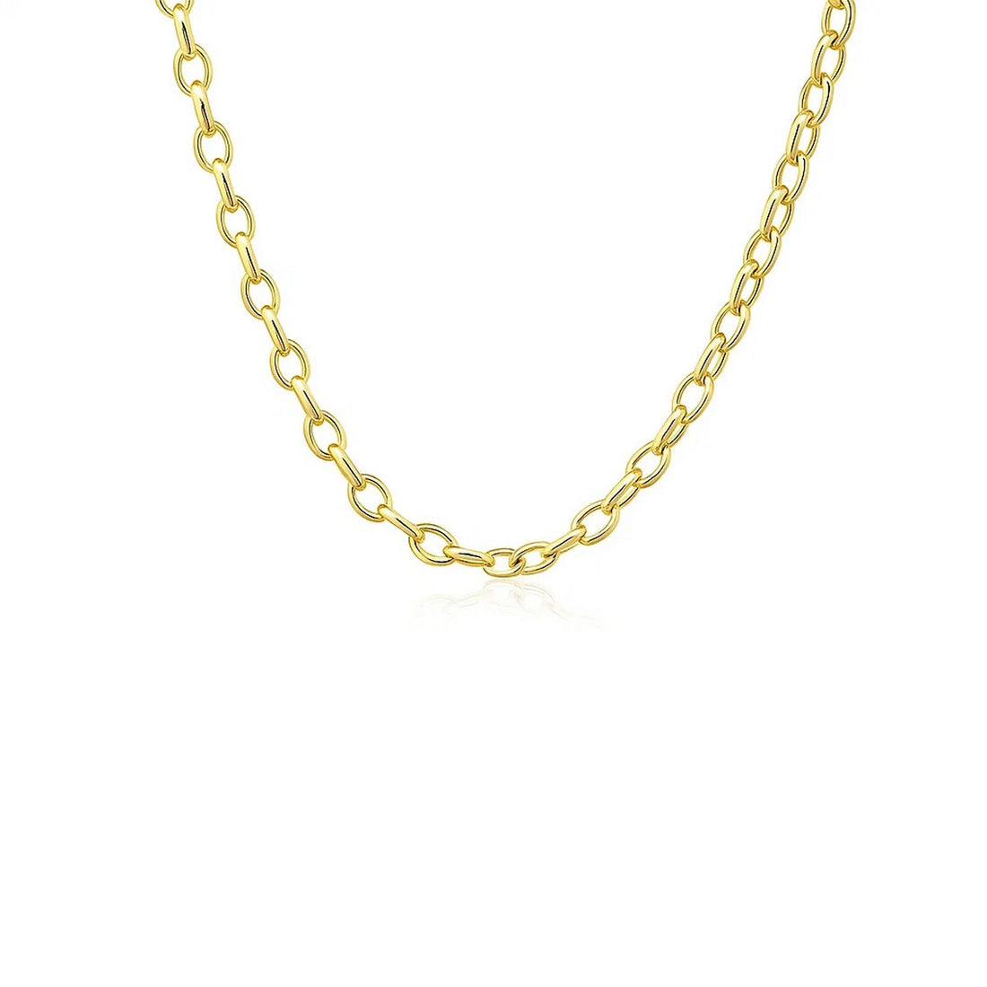 14k Yellow Gold Oval Rolo Chain (3.20 mm)