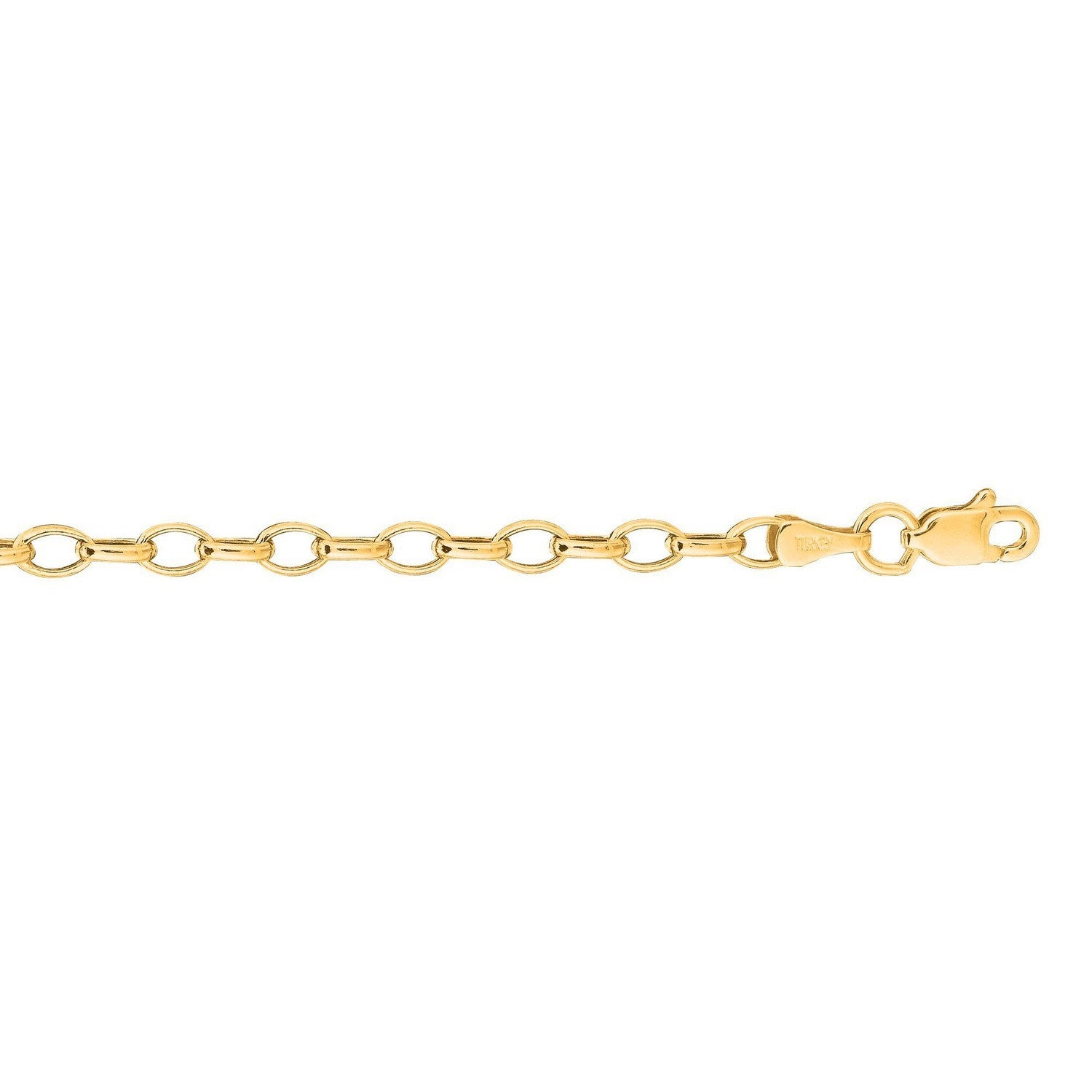 14k Yellow Gold Oval Rolo Chain (3.20 mm)