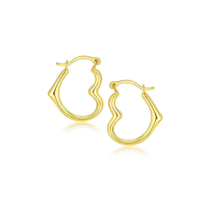 10k Yellow Gold Heart Hoop Earrings