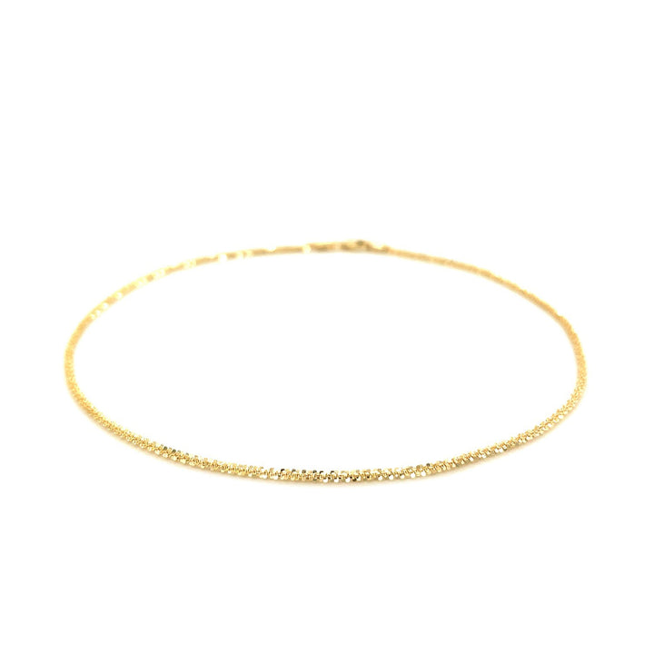 Bracelet de cheville scintillant en or jaune 14 carats, 1,5 mm