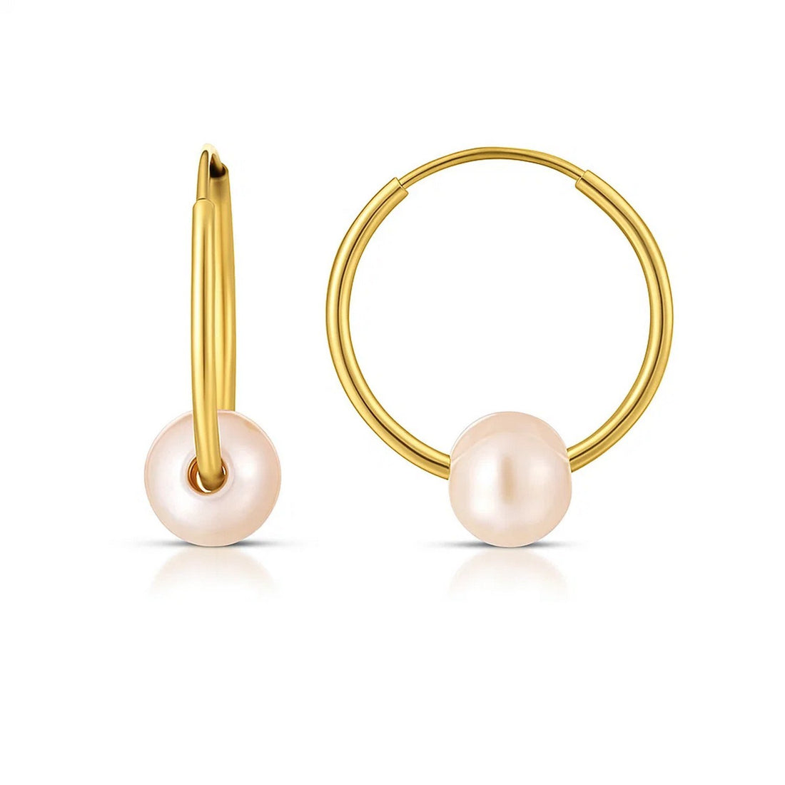 14k Yellow Gold Round Endless Pearl Earring(1x14mm)
