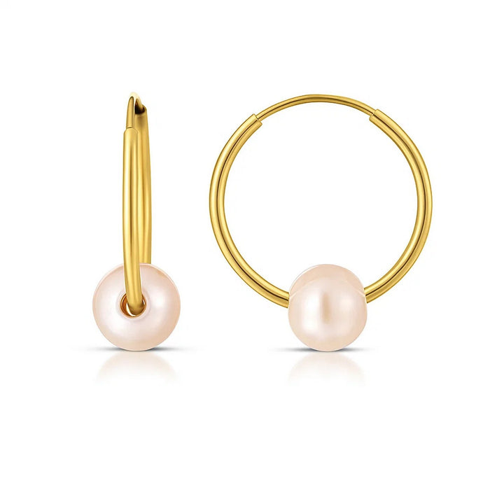 14k Yellow Gold Round Endless Pearl Earring(1x14mm)