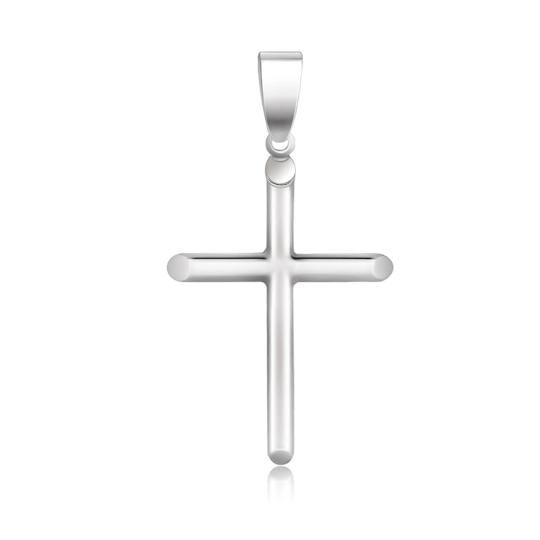 Pendentif croix fine en or blanc 14 carats à extrémités effilées