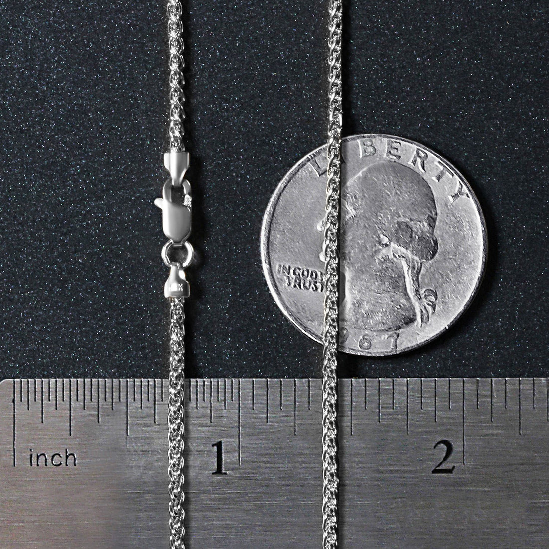 Chaîne en or blanc 14 carats à maille blé ronde (1,5 mm)