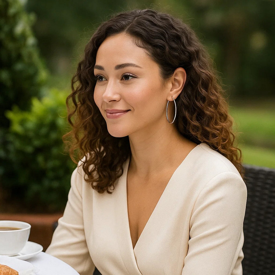 14k White Gold Polished Hoop Earrings (2x50 mm)