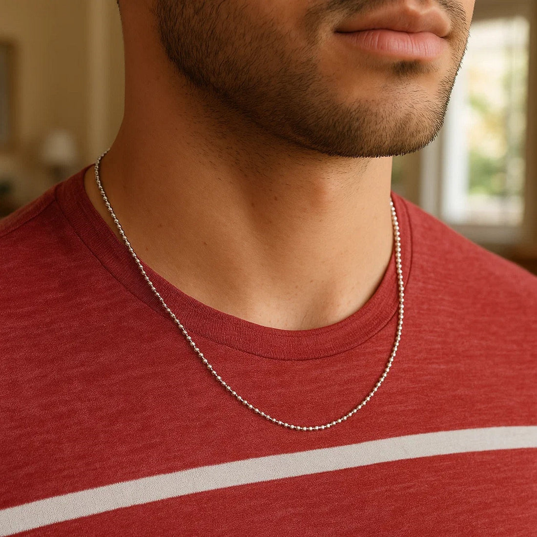 14k witgouden kralenketting met diamantslijpsel (1,10 mm)