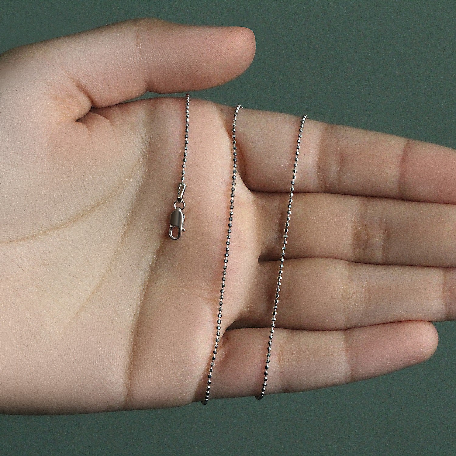 14k witgouden kralenketting met diamantslijpsel (1,10 mm)