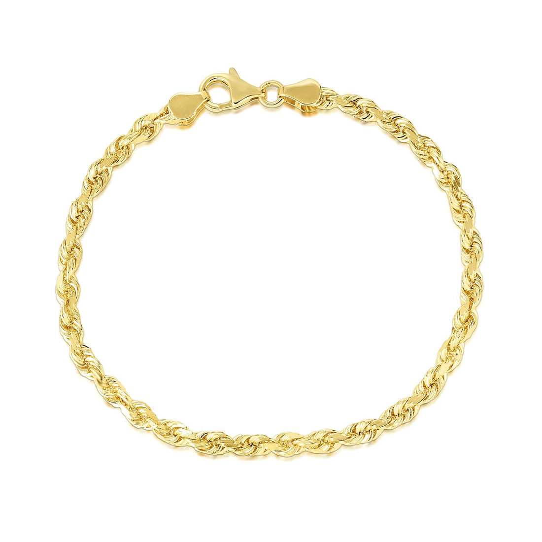 14k Yellow Gold Solid Diamond Cut Rope Bracelet (5.00 mm)