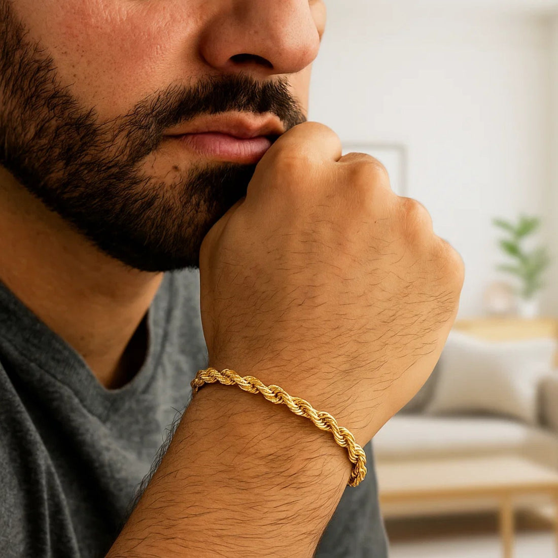 14k Yellow Gold Solid Diamond Cut Rope Bracelet (5.00 mm)