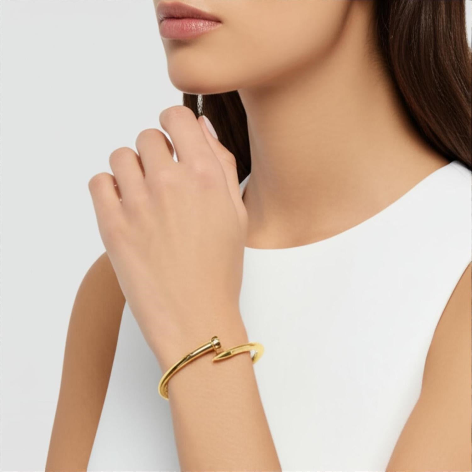 Bypass Nail Head Cuff Bangle in 14K Yellow Gold