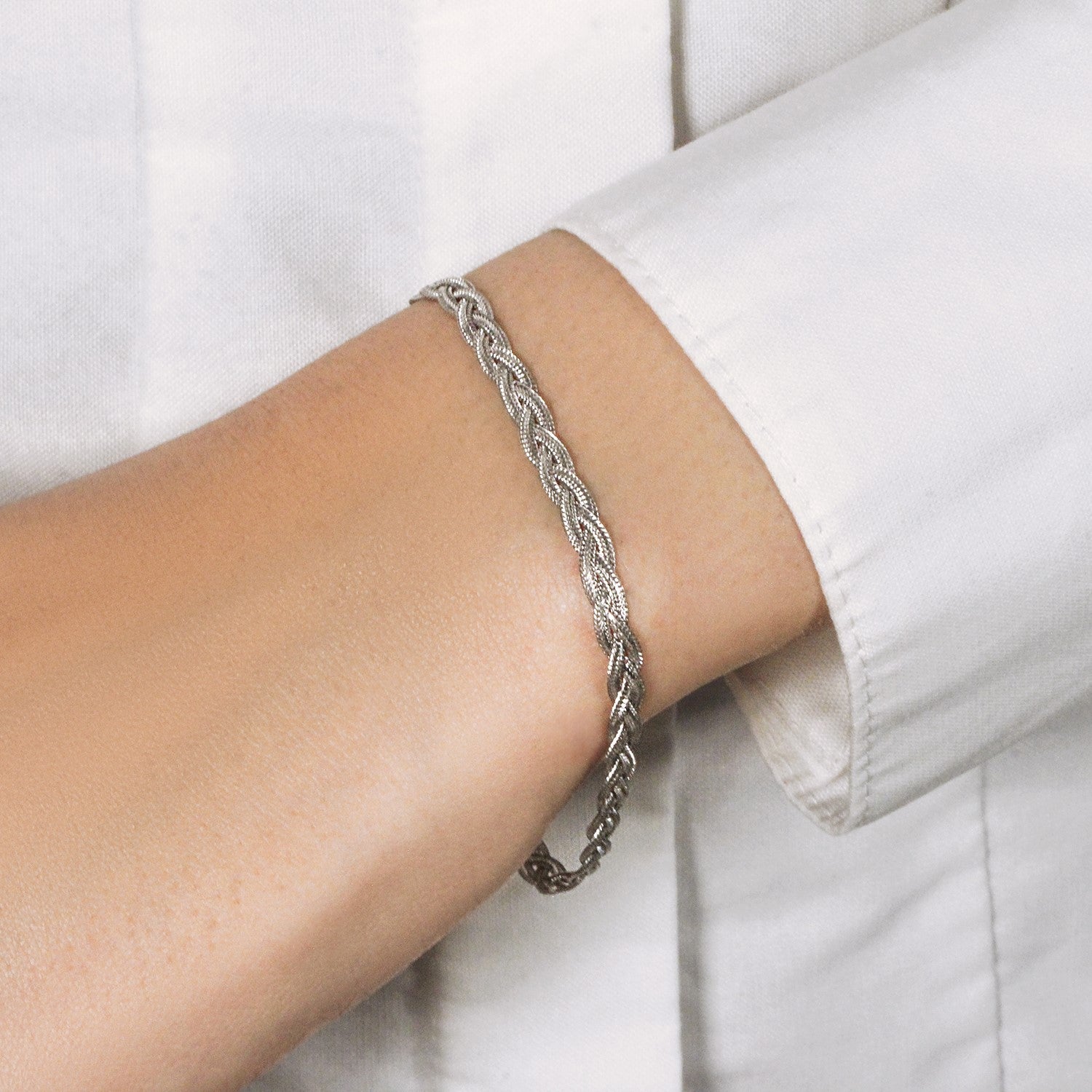 14k White Gold Braided Bracelet  (3.50 mm)