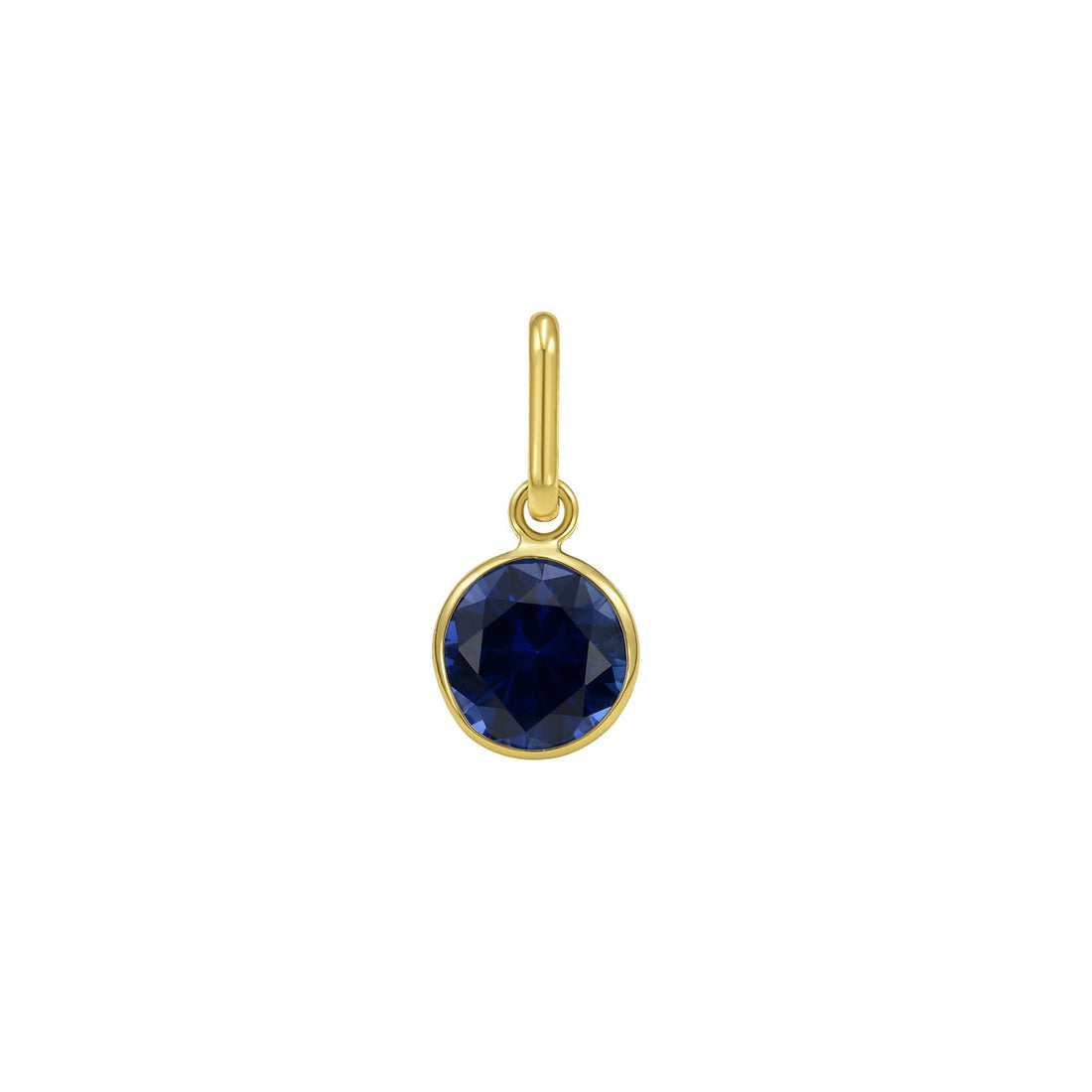 Pendentif en or jaune 14 carats avec saphir bleu rond