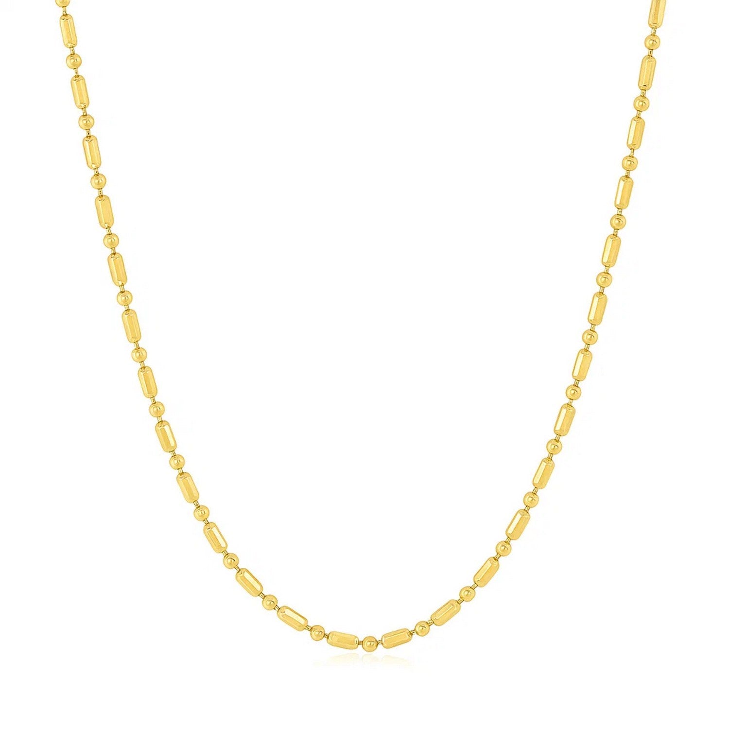 14k Yellow Gold Diamond-Cut Alternating Bead Chain (1.30 mm)