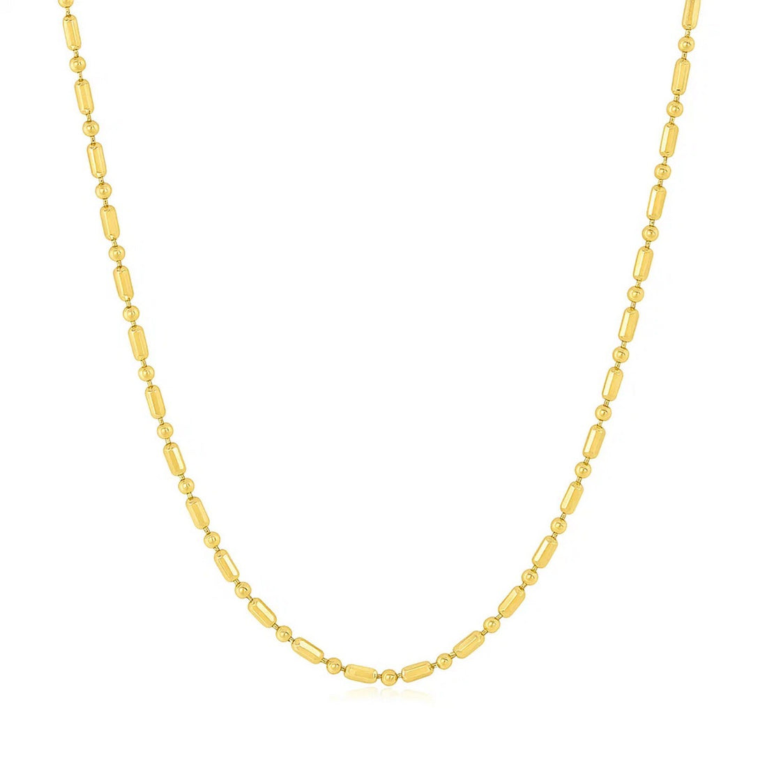 14k Yellow Gold Diamond-Cut Alternating Bead Chain (1.30 mm)
