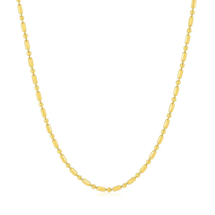 14k Yellow Gold Diamond-Cut Alternating Bead Chain (1.30 mm)