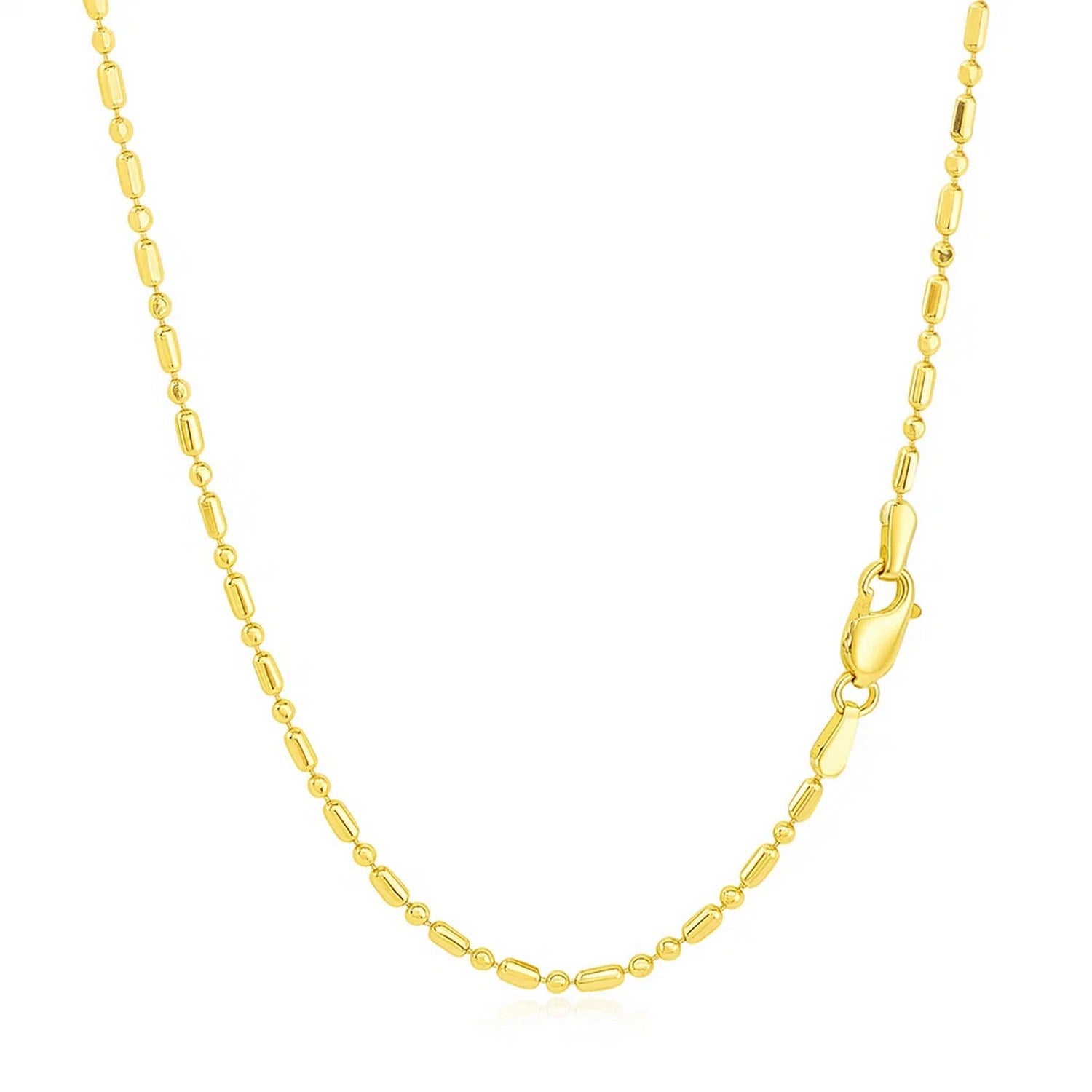 14k Yellow Gold Diamond-Cut Alternating Bead Chain (1.30 mm)