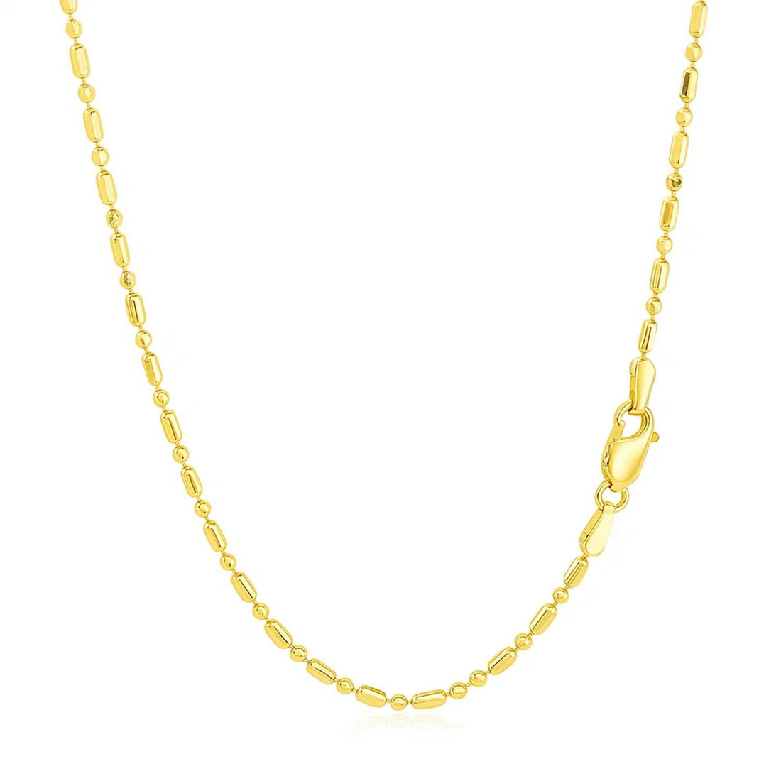 14k Yellow Gold Diamond-Cut Alternating Bead Chain (1.30 mm)