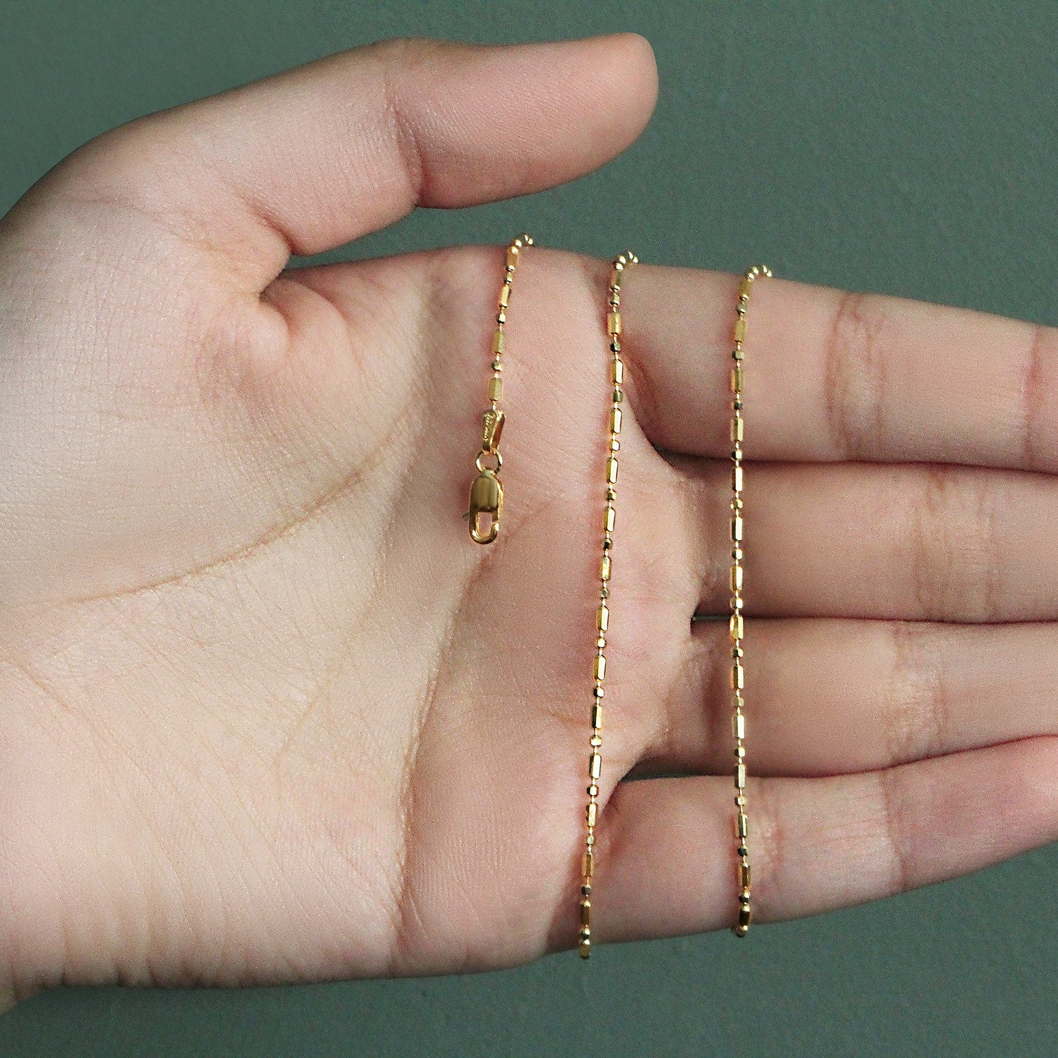 14k Yellow Gold Diamond-Cut Alternating Bead Chain (1.30 mm)