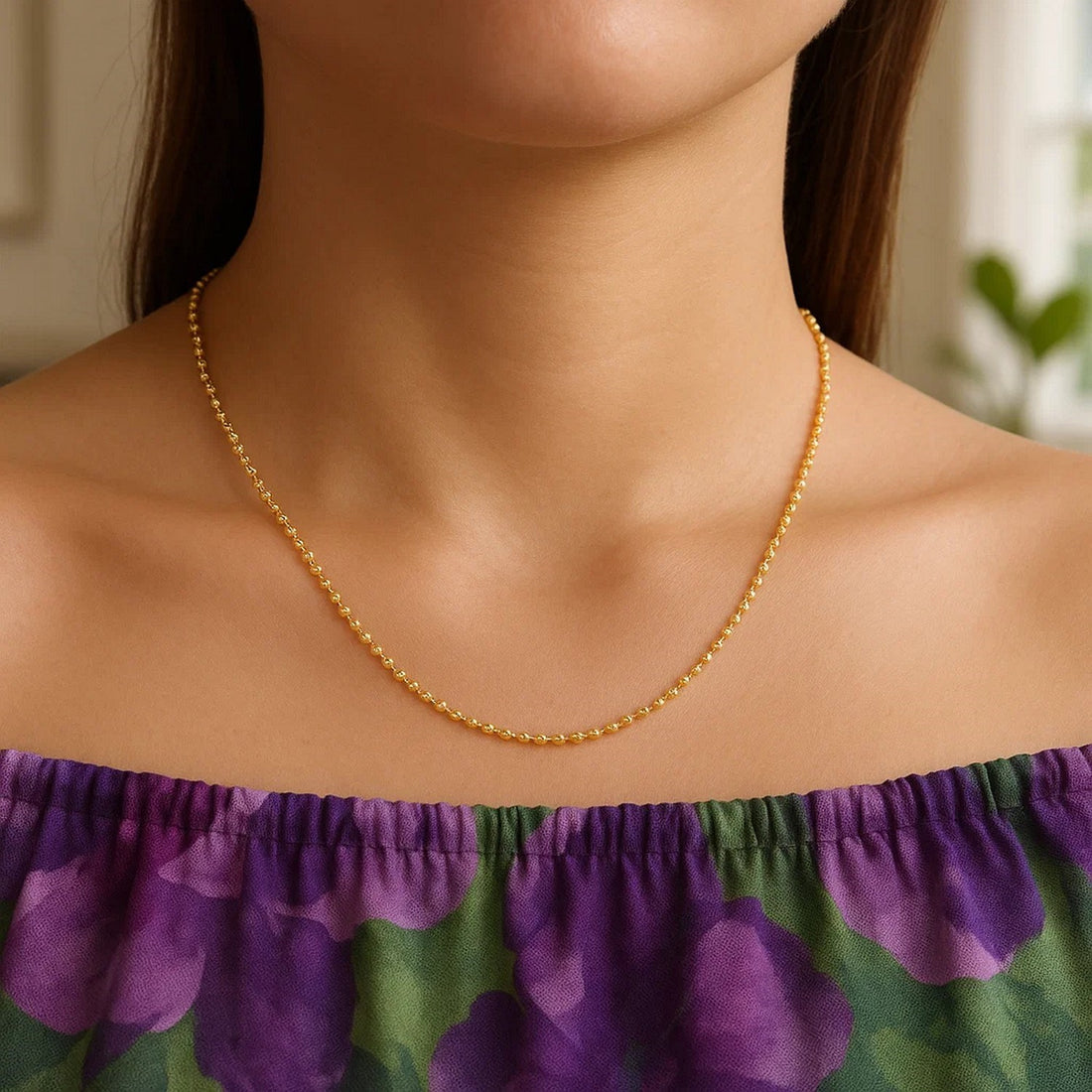 14k Yellow Gold Diamond-Cut Bead Chain (1.10 mm)