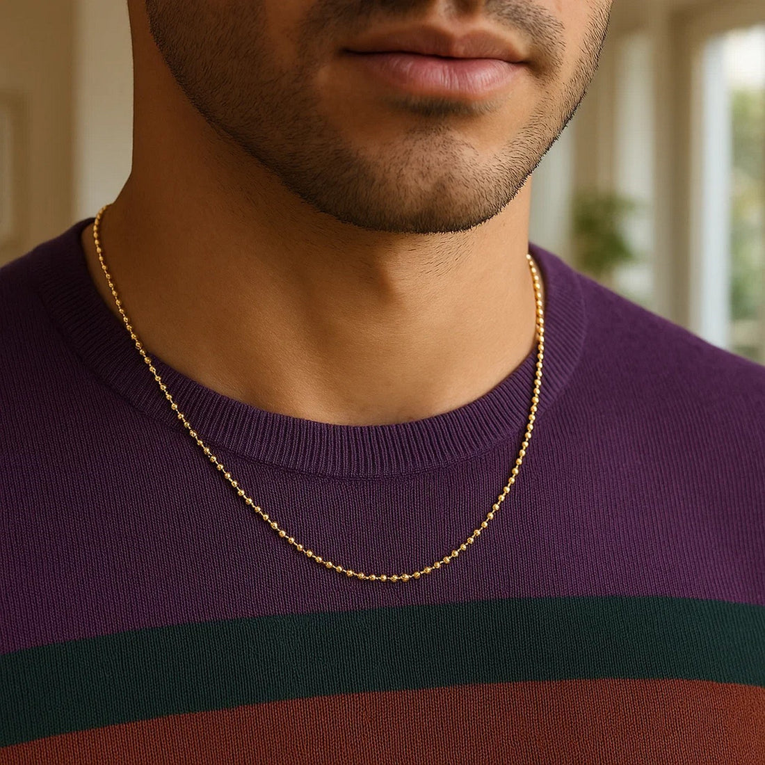 14k Yellow Gold Diamond-Cut Bead Chain (1.10 mm)