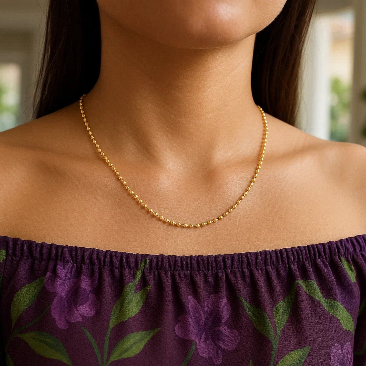 14k Yellow Gold Diamond-Cut Bead Chain (1.10 mm)