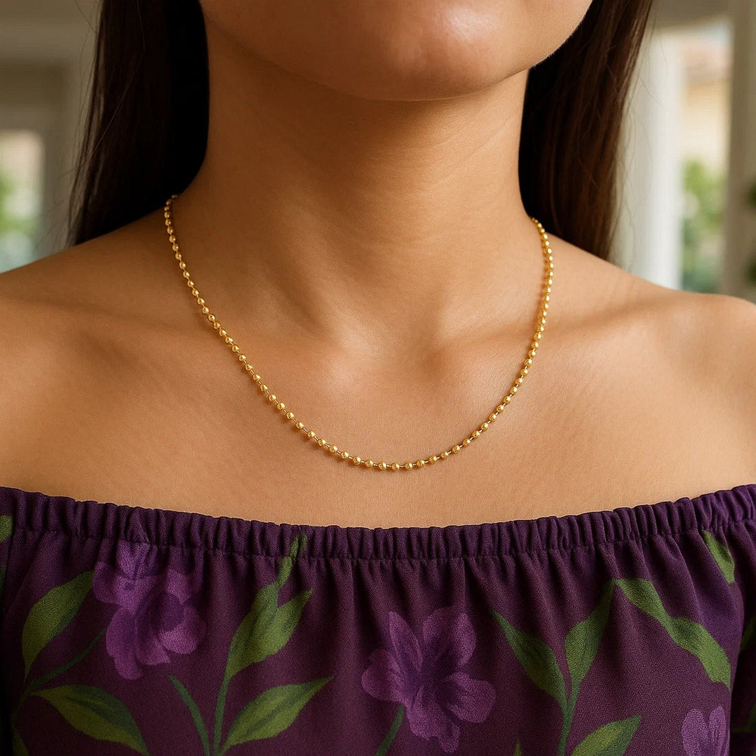 14k Yellow Gold Diamond-Cut Bead Chain (1.10 mm)