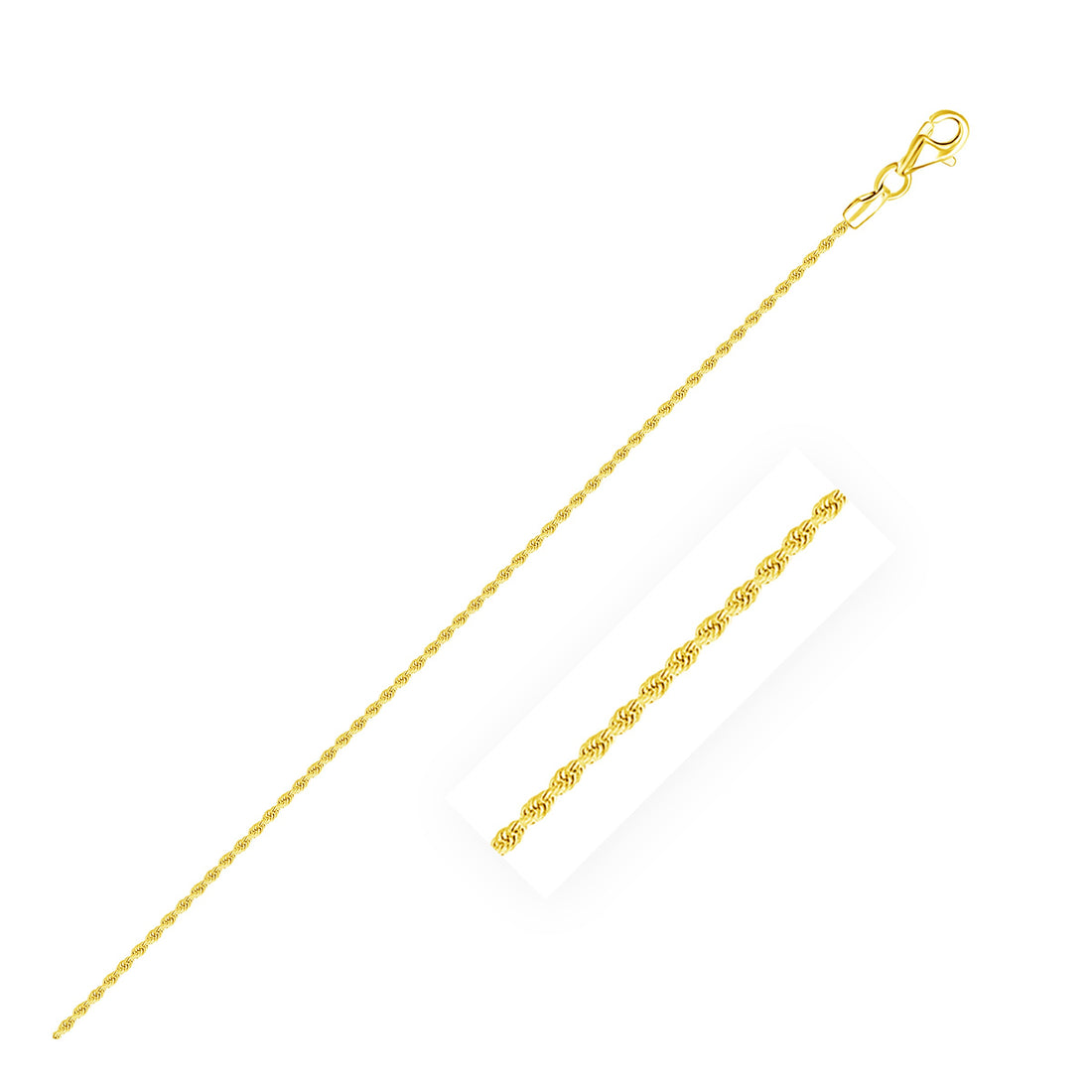 Bracelet de cheville en or jaune 14 carats, coupe diamant, 1,5 mm