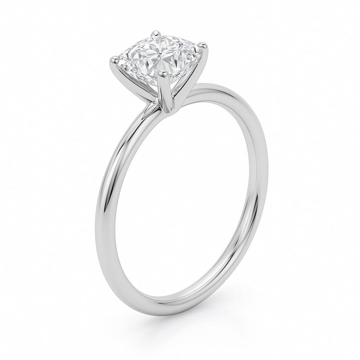 1 Carat Cushion Lab Grown IGI G/VS1 Diamond Solitaire Ring in 10K White Gold