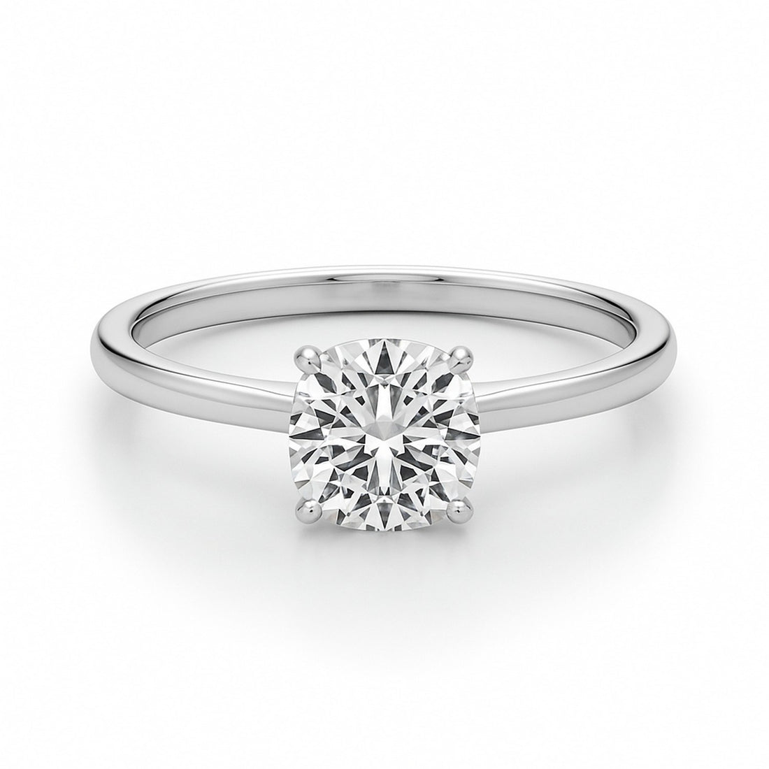 1 Carat Cushion Lab Grown IGI G/VS1 Diamond Solitaire Ring in 10K White Gold