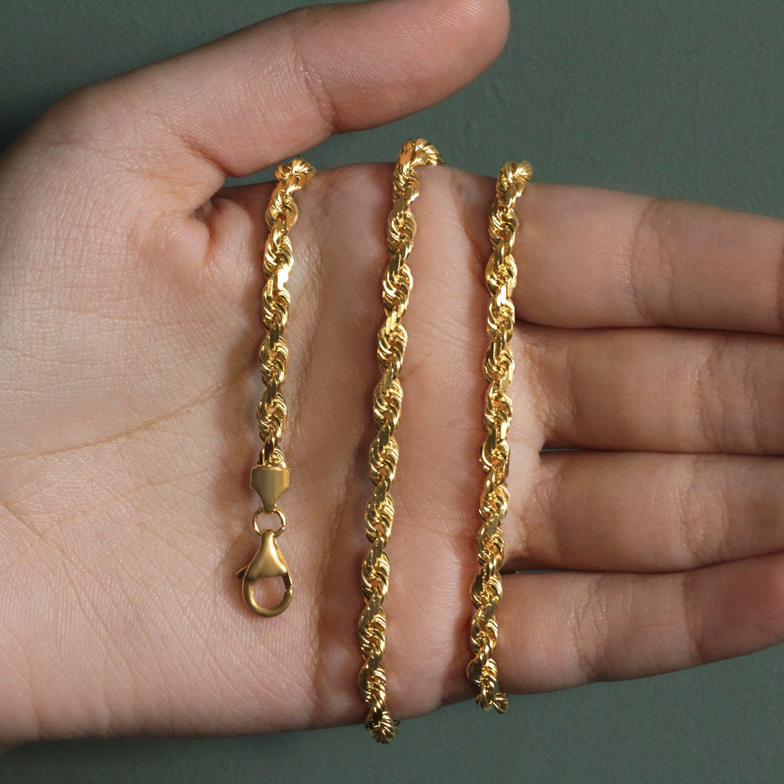 10k geelgouden ketting met massief diamantgeslepen ketting (5,00 mm)