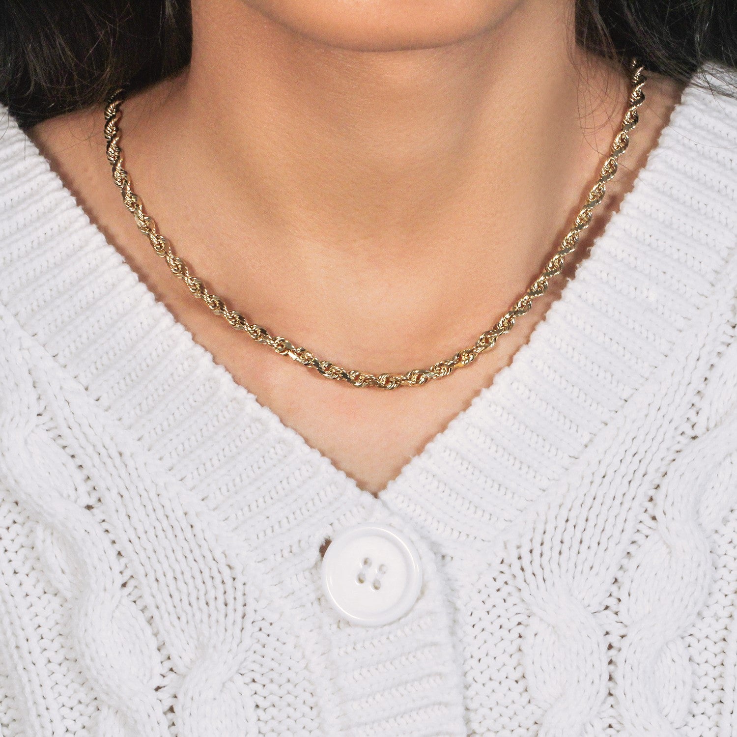 10k geelgouden ketting met massief diamantgeslepen ketting (5,00 mm)