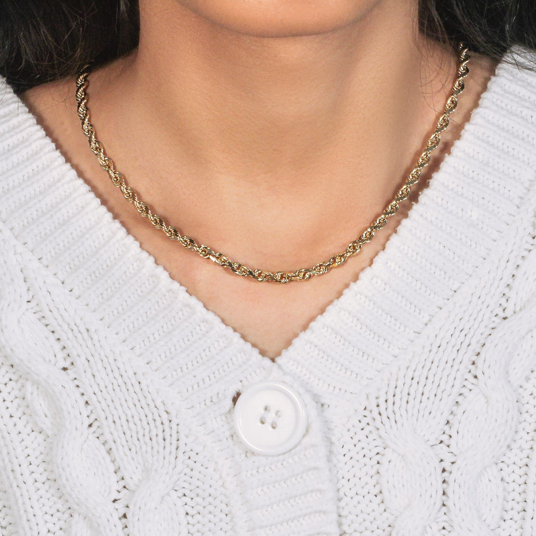 10k geelgouden ketting met massief diamantgeslepen ketting (5,00 mm)