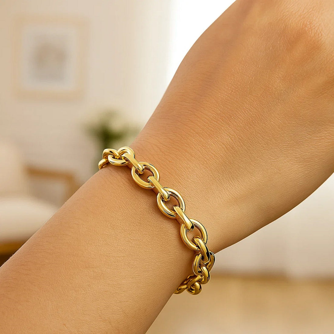 14k Yellow Gold Polished Cable Motif Bracelet (9.65 mm)