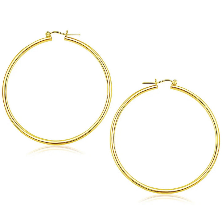 14k Yellow Gold Polished Hoop Earrings (2x55mm)